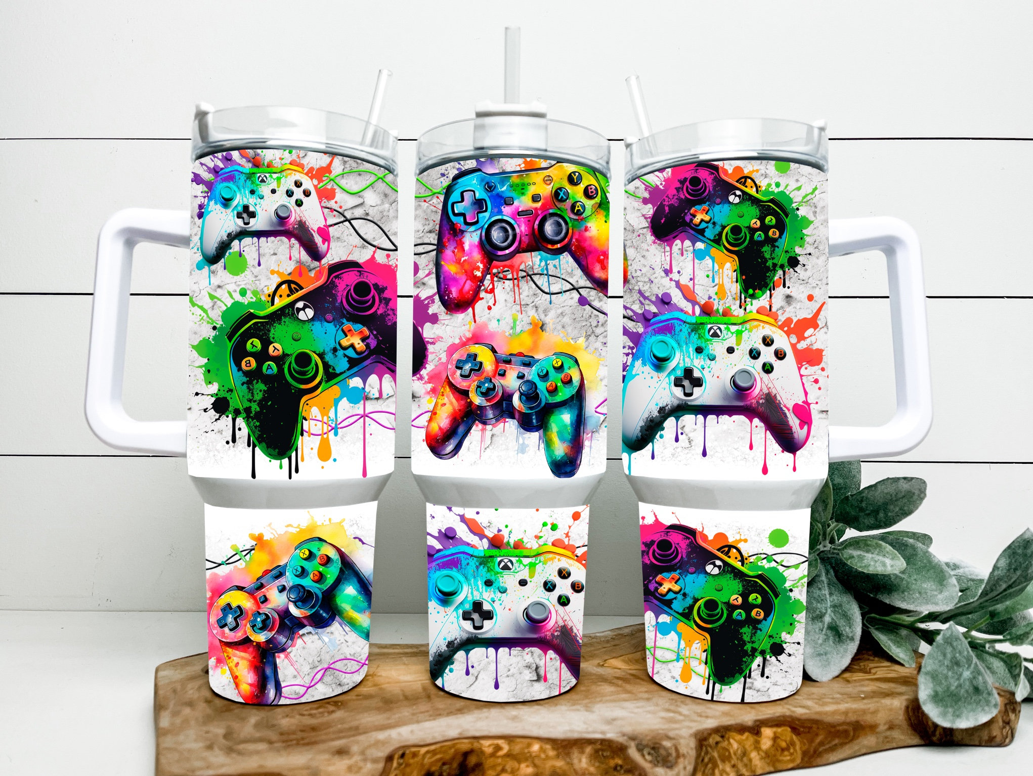 Watercolor Game Controller Custom Stanley Cup 40 oz 30 oz Tumbler With HandleTVC2301164