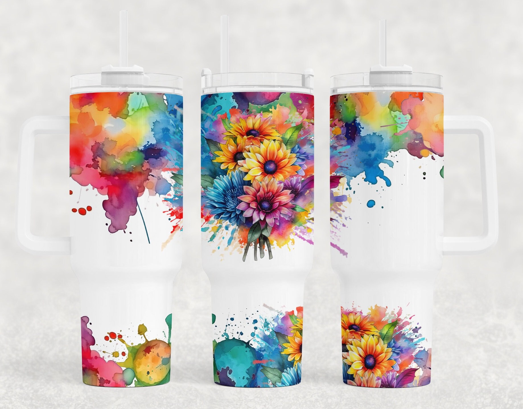 Watercolor Sunflowers Custom Stanley Cup 40 oz 30 oz Tumbler With HandleTVC2301165