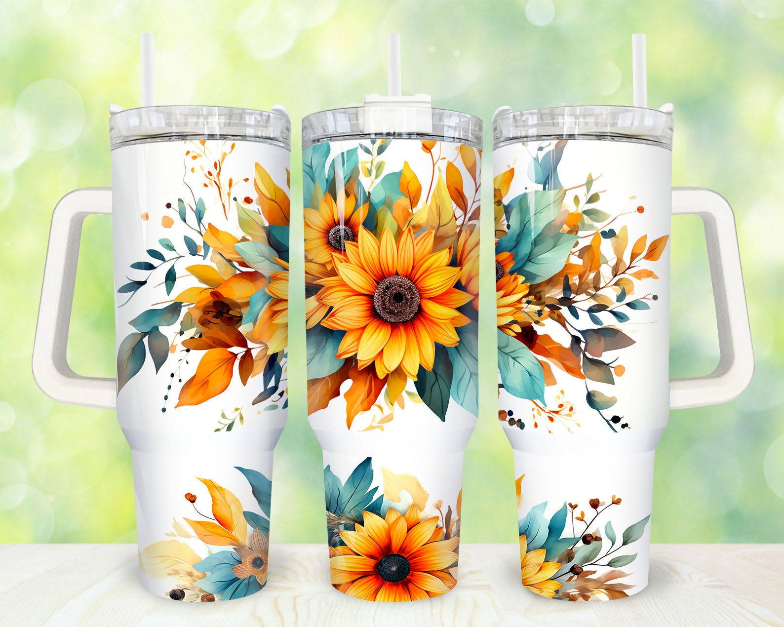 Watercolor Sunflowers Custom Stanley Cup 40 oz 30 oz Tumbler With HandleTVC2301918