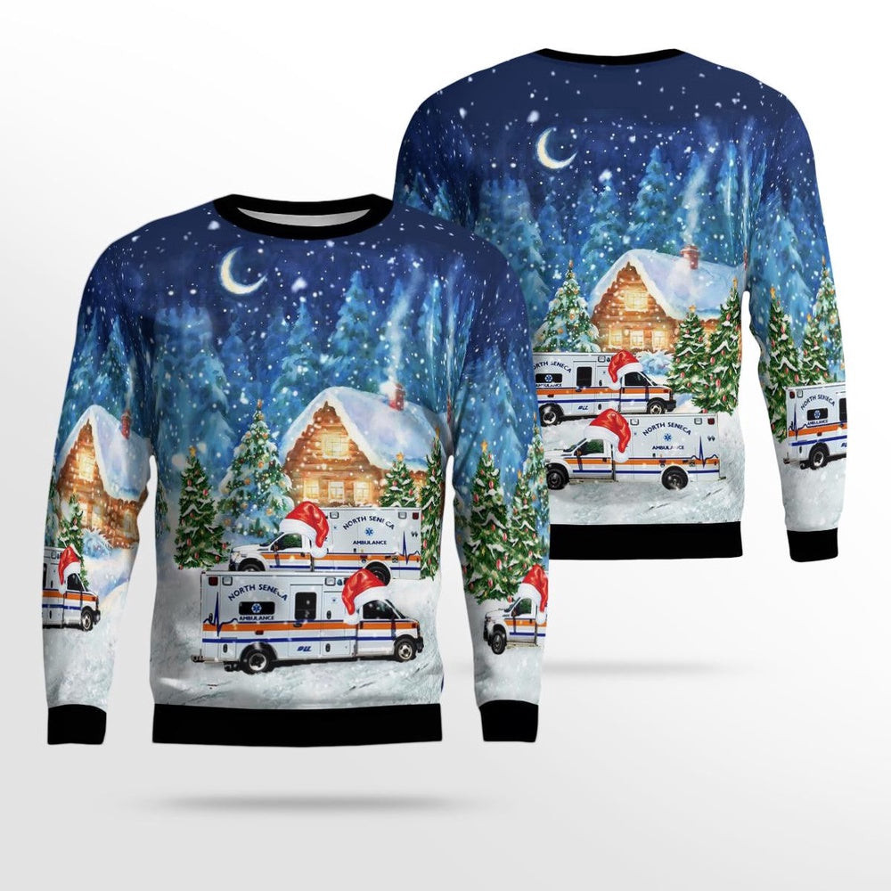 Waterloo New York North Seneca Ambulance AOP Ugly Sweater Gift For Christmas