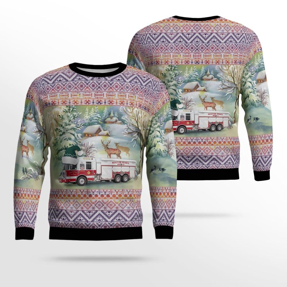 Watervliet New York Schuyler Heights Fire District AOP Ugly Sweater I Gift For Christmas