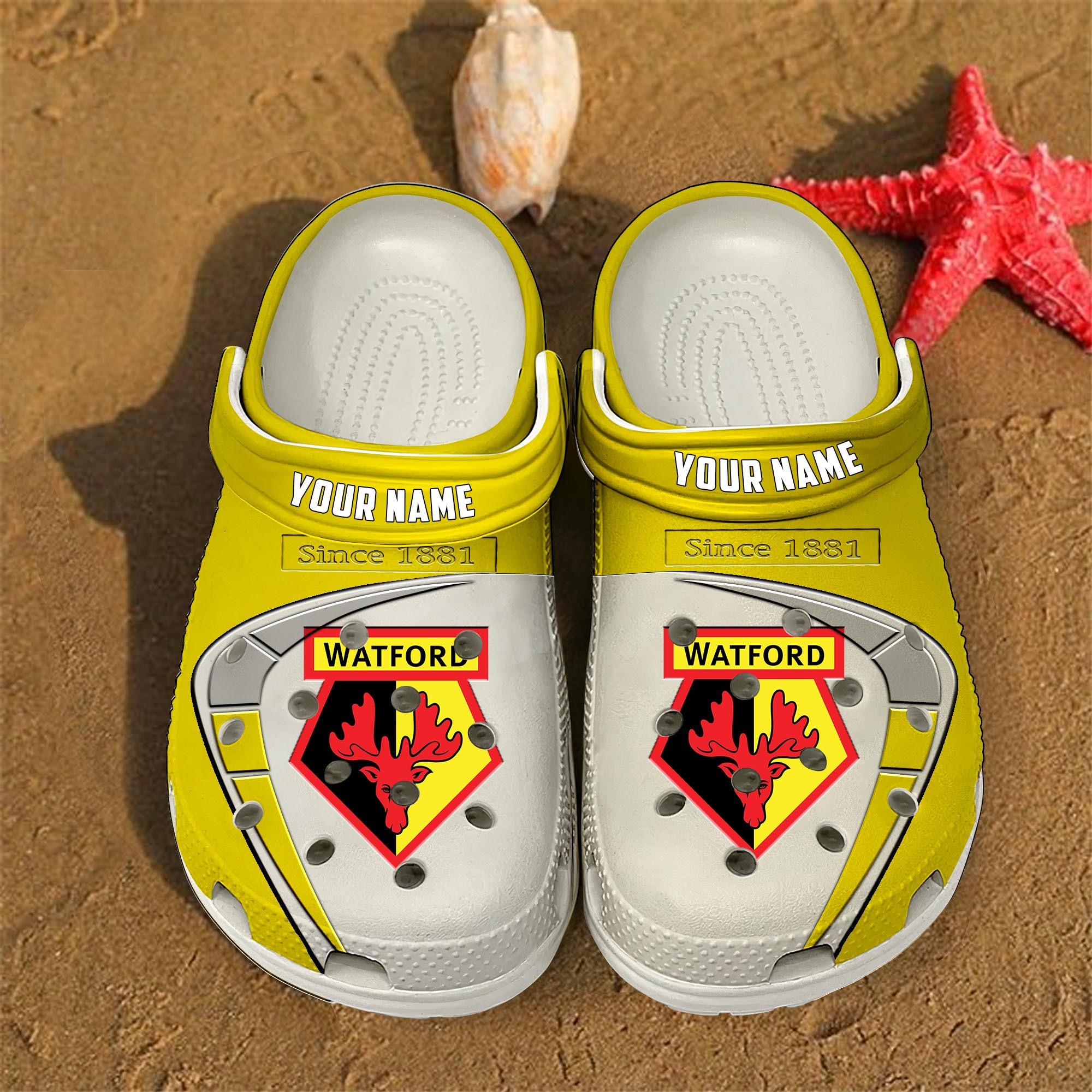 Watford EFL Crocs Crocband Clogs Shoes Comfortable For Men Women and Kids