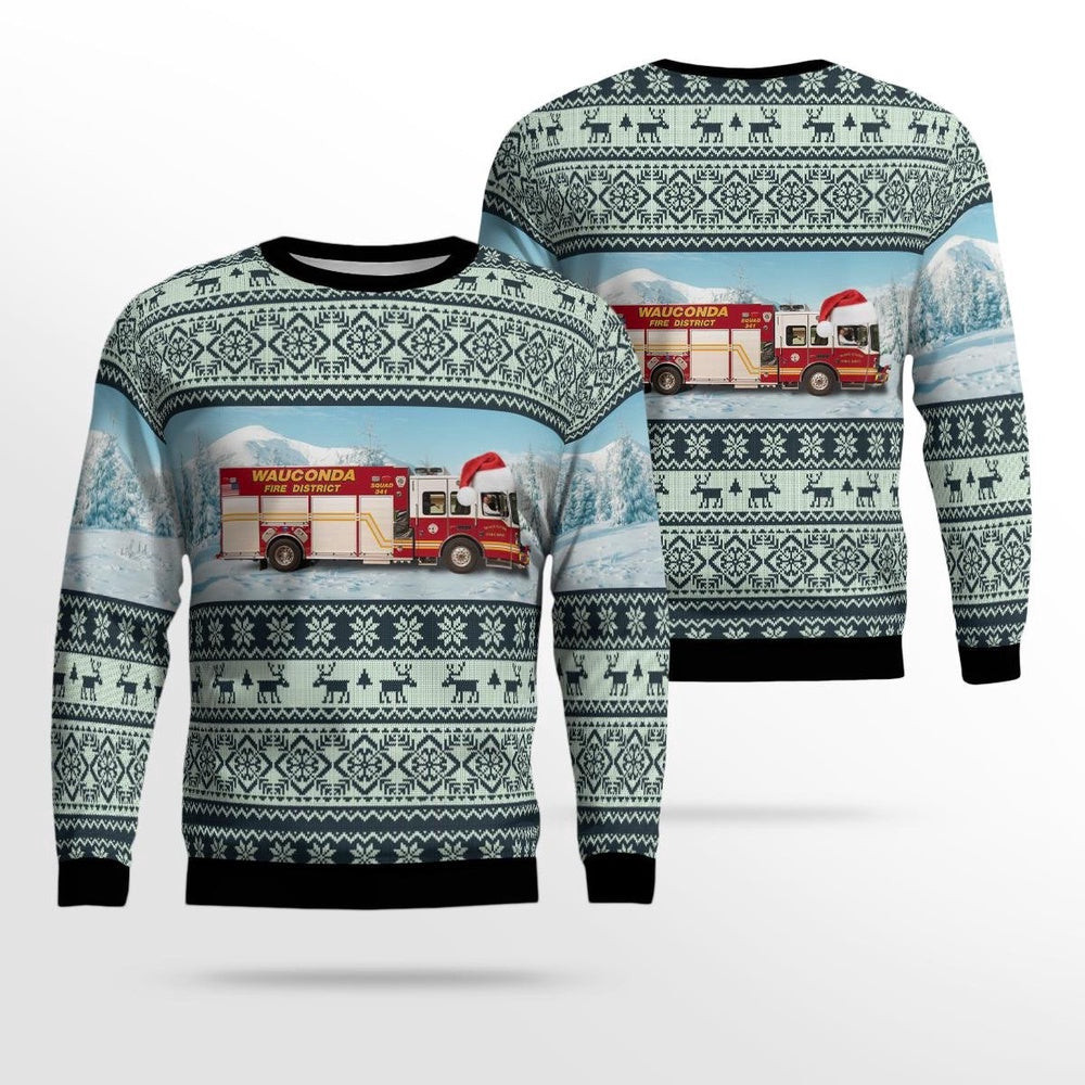 Wauconda Fire District Wauconda Illinois Christmas AOP Ugly Sweater Gift For Christmas