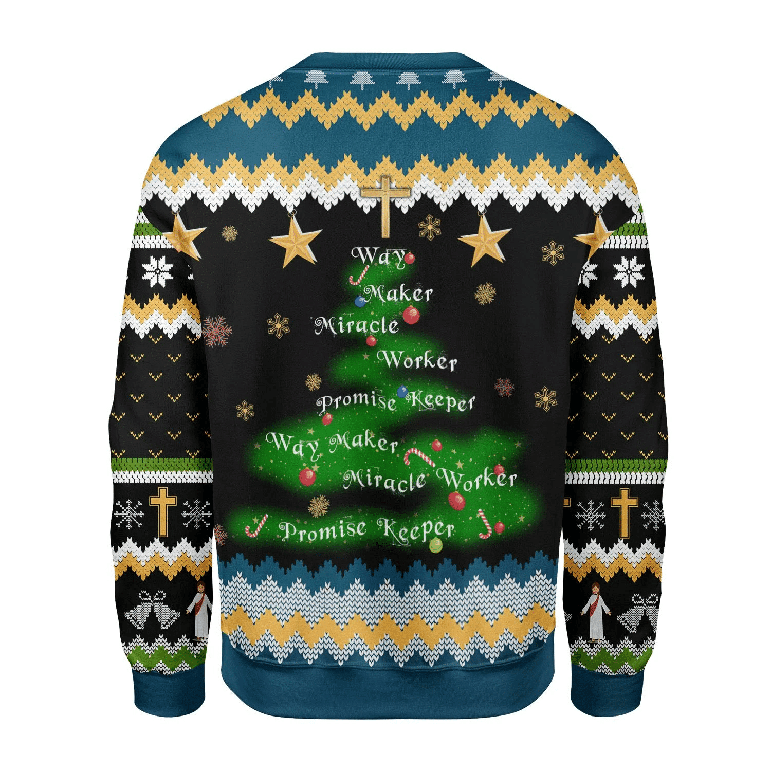 Way Maker Miracle Worker Promise Keeper Ugly Christmas Sweater Adult 3D Funny Matching for family - Image 2