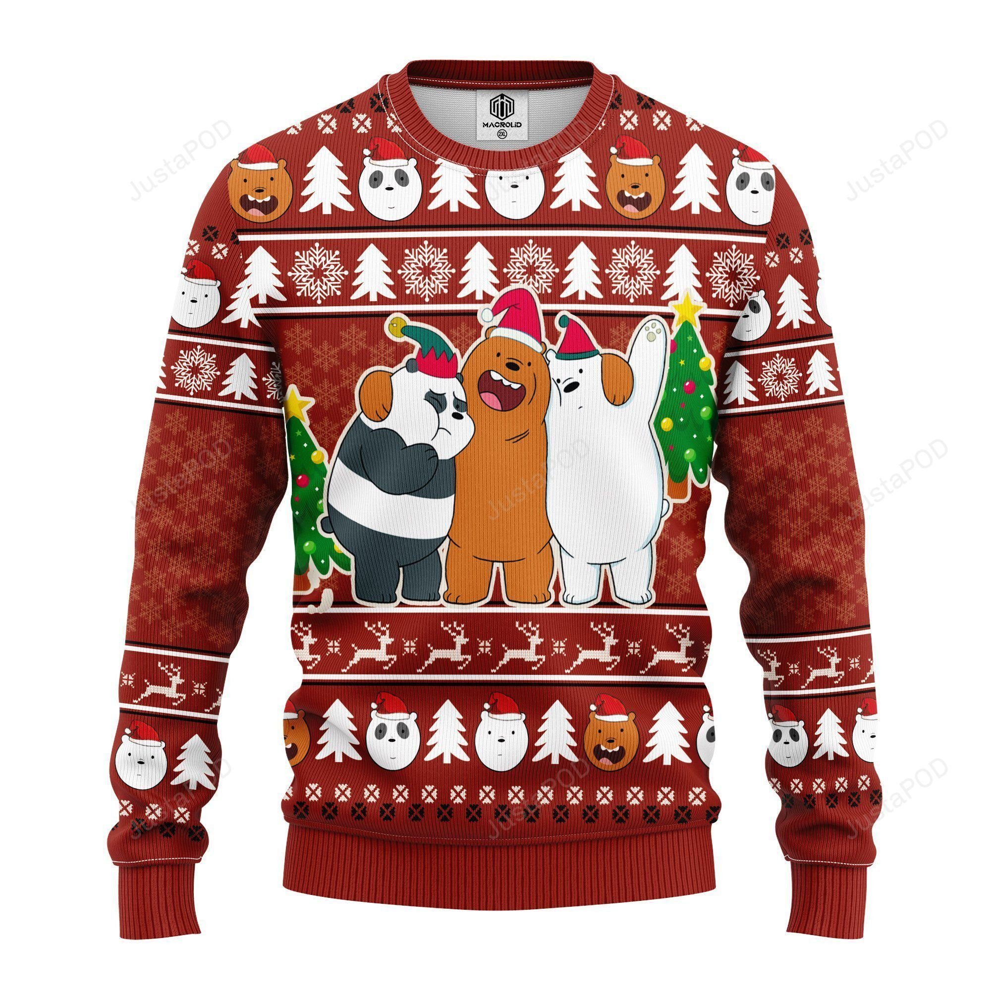 We Bare Bear Funny Ugly Christmas Sweater Adult 3D Funny Matching for family