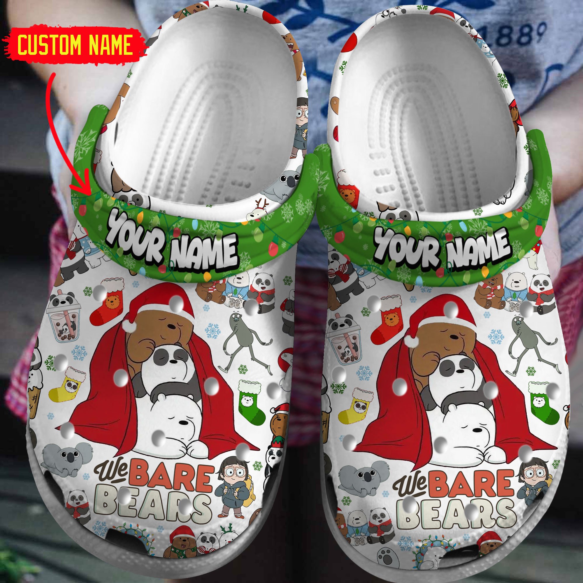 We Bare Bears TV Series Crocs Crocband Clogs Shoes Comfortable For Men Women and Kids