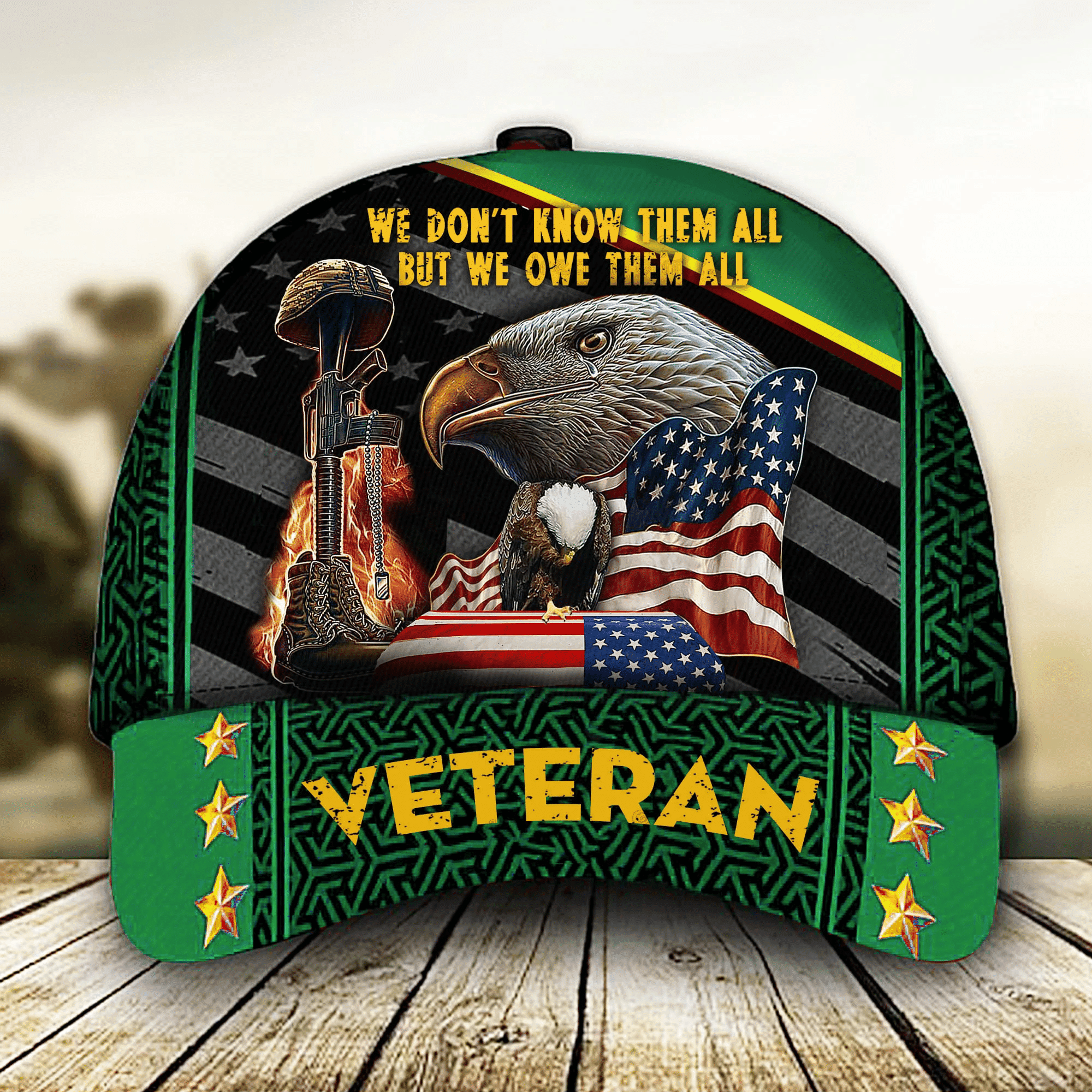 We Don't Know Them All But We Owe Them All Veteran 3D Printed Cap Eagle USA Flag Cap Trucker Hats Custom Hats Gifts For Men & Women