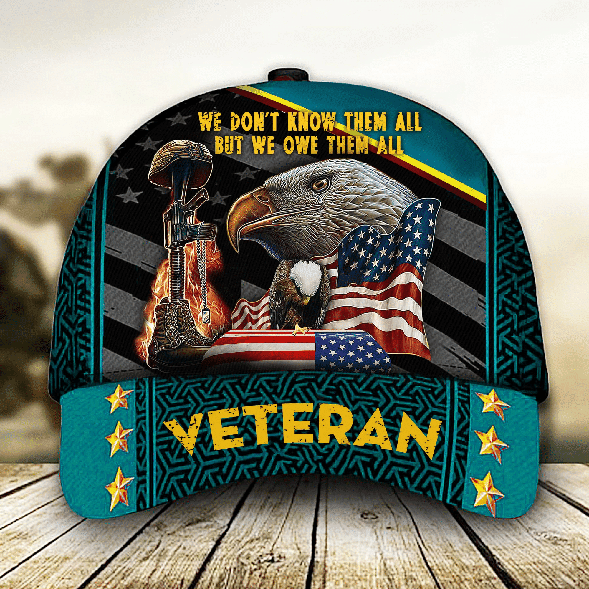 We Don't Know Them All But We Owe Them All Veteran 3D Printed Cap Eagle USA Flag Cap Trucker Hats Custom Hats Gifts For Men & Women