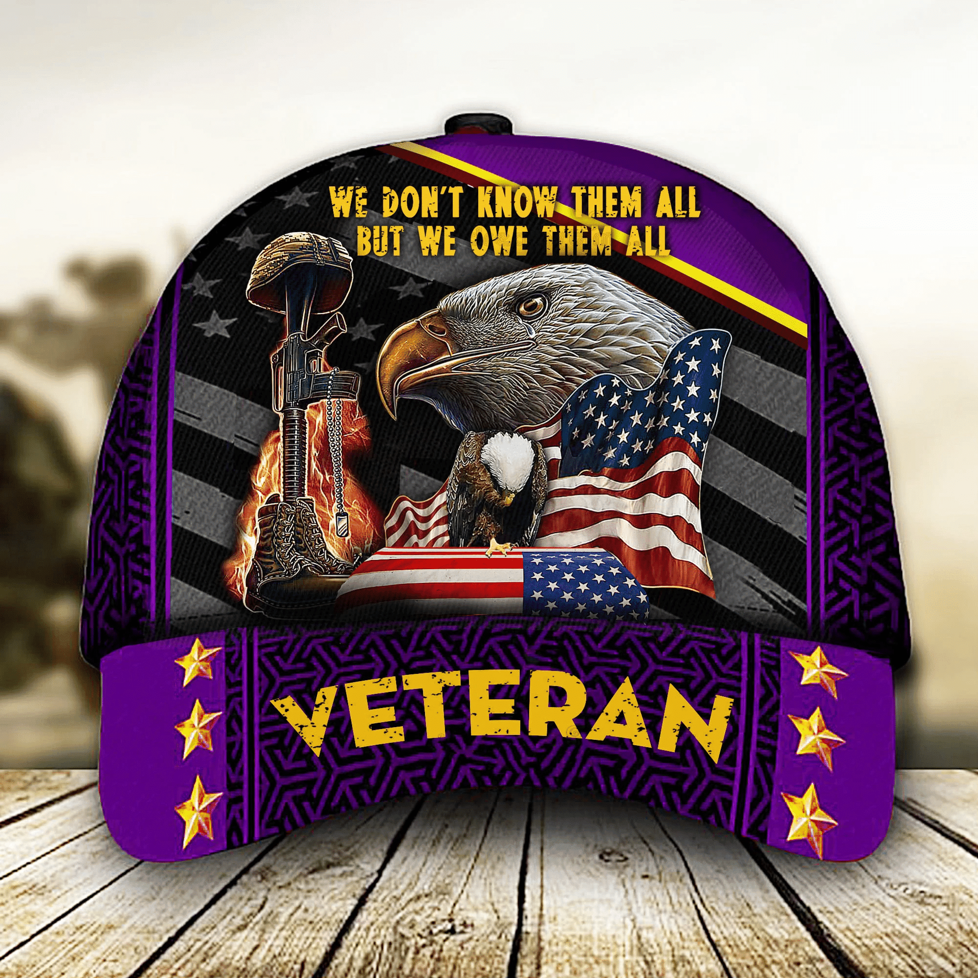 We Don't Know Them All But We Owe Them All Veteran 3D Printed Cap Eagle USA Flag Cap Trucker Hats Custom Hats Gifts For Men & Women