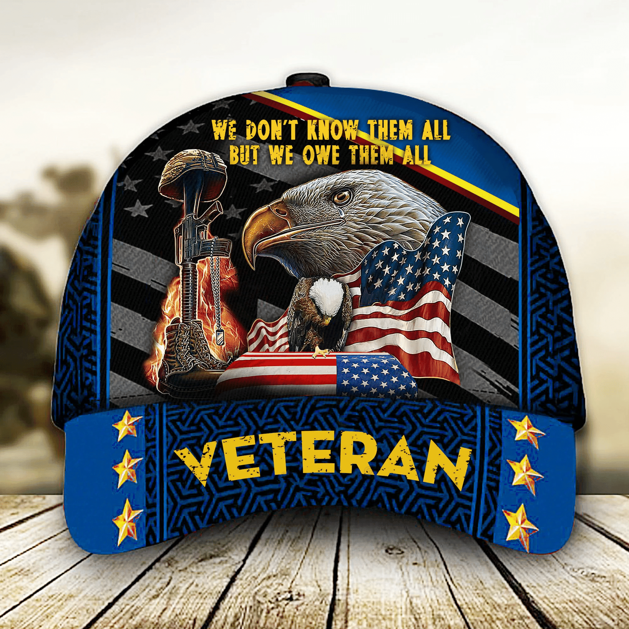 We Don't Know Them All But We Owe Them All Veteran 3D Printed Cap Eagle USA Flag Cap Trucker Hats Custom Hats Gifts For Men & Women