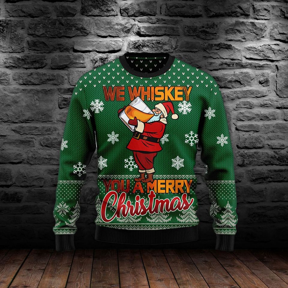We Whiskey You A Merry Christmas 3D Ugly Christmas Sweater - Image 2