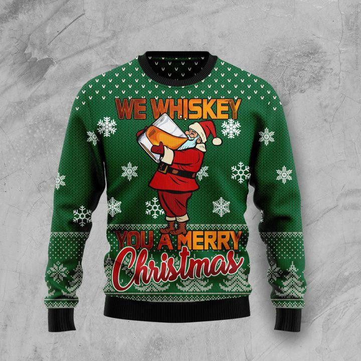 We Whiskey You A Merry Ugly Christmas Sweater Adult 3D Funny Matching for family