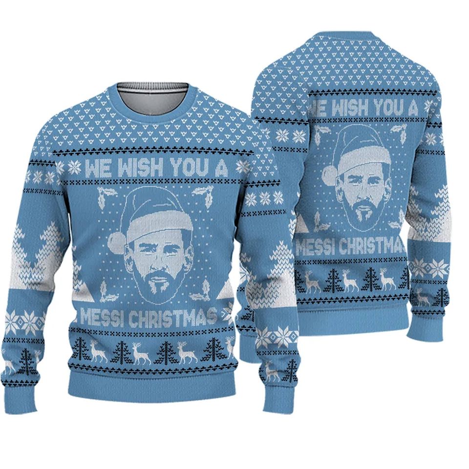 We Wish you a merri christmas ugly sweater 2023, Messi Christmas Sweater