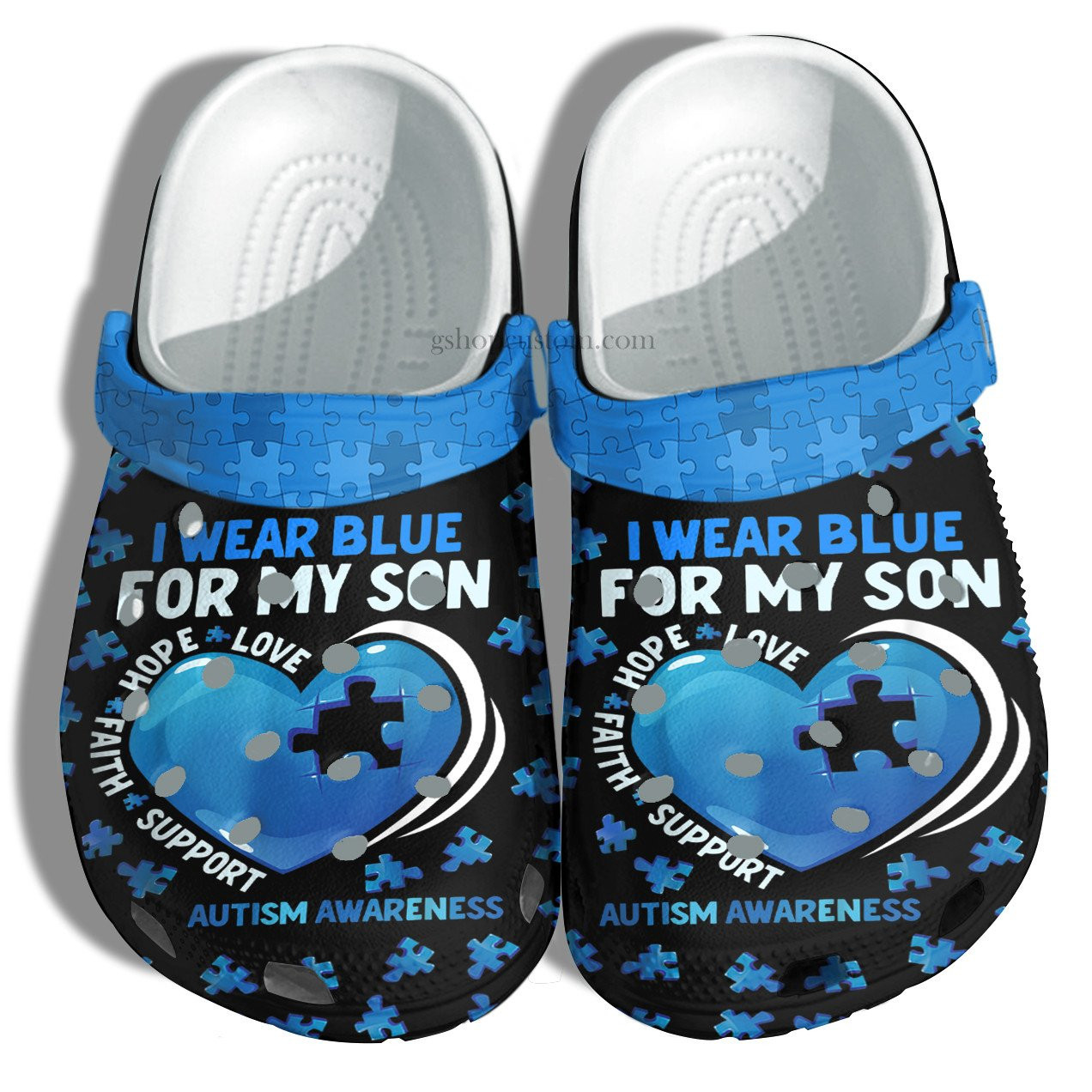 Wear Blue For My Son Autism Awareness Shoes - Love Hope Faith Support Shoes Croc Clogs Gift
