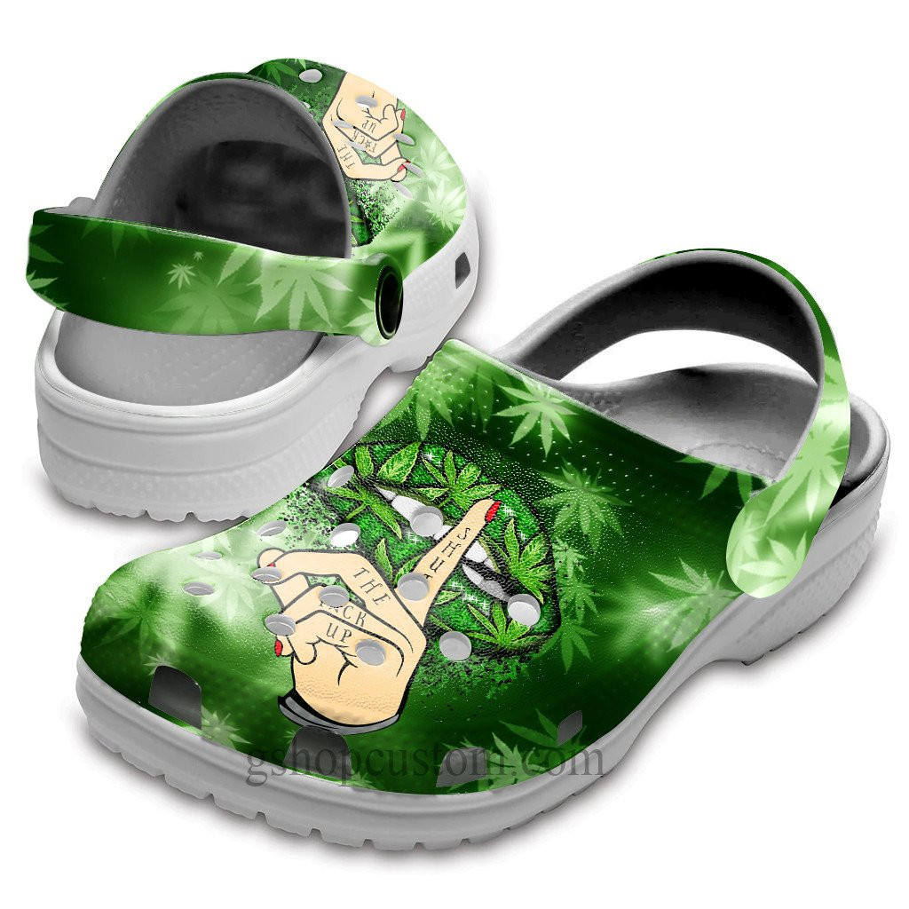Weed Lip Funy Croc Shoes For Women - Funny Lipstick Weed Shut Up clogs Hippie