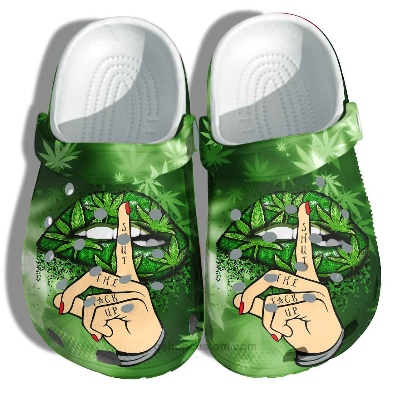 Weed Lip Smoke Croc Shoes - Funny Lipstick Weed Shut Up clogs