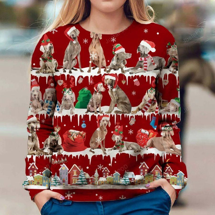 Weimaraner Dog Ugly Christmas Sweater Adult 3D Funny Matching for family