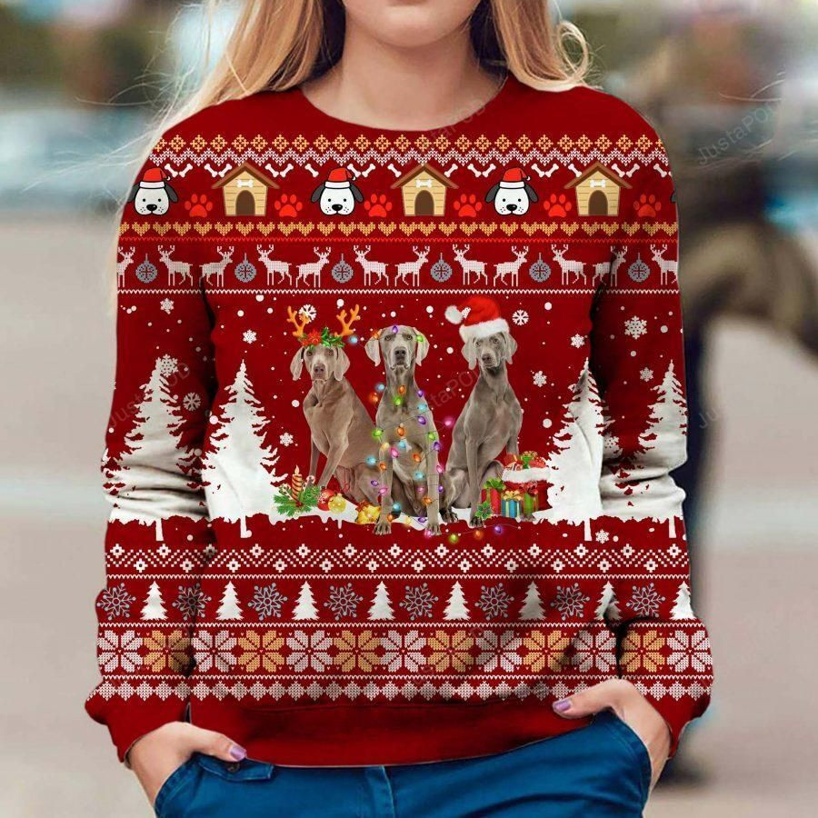 Weimaraner Ugly Christmas Sweater Adult 3D Funny Matching for family
