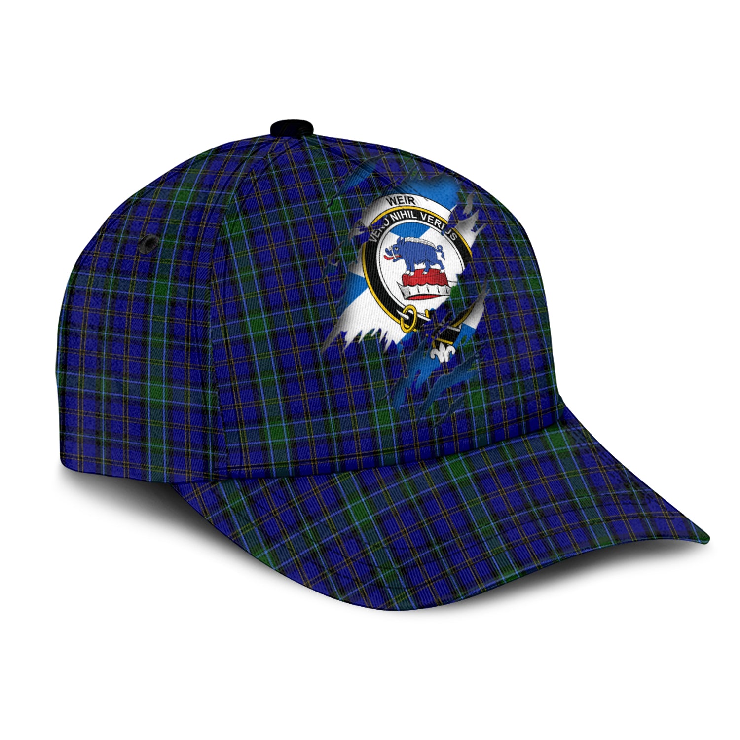 Weir Tartan Plaid Cap, Family Crest In Me Style Tartan Baseball Cap TS23 Trucker Hats Custom Hats Gifts For Men & Women