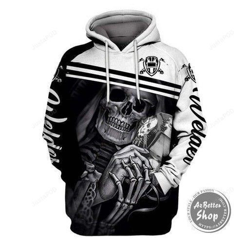 Welder Skull 3D All Over Print Hoodie, Zip Hoodie