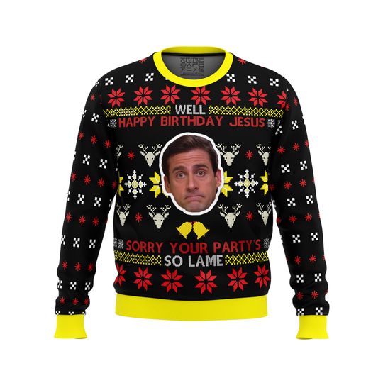 Well Happy Birthday Jesus The Office Ugly Christmas Sweater - Image 5