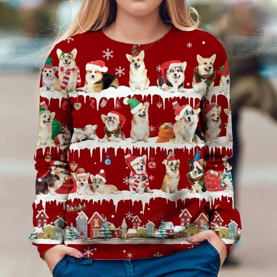 Welsh Corgi Ugly Christmas Sweater Adult 3D Funny Matching for family