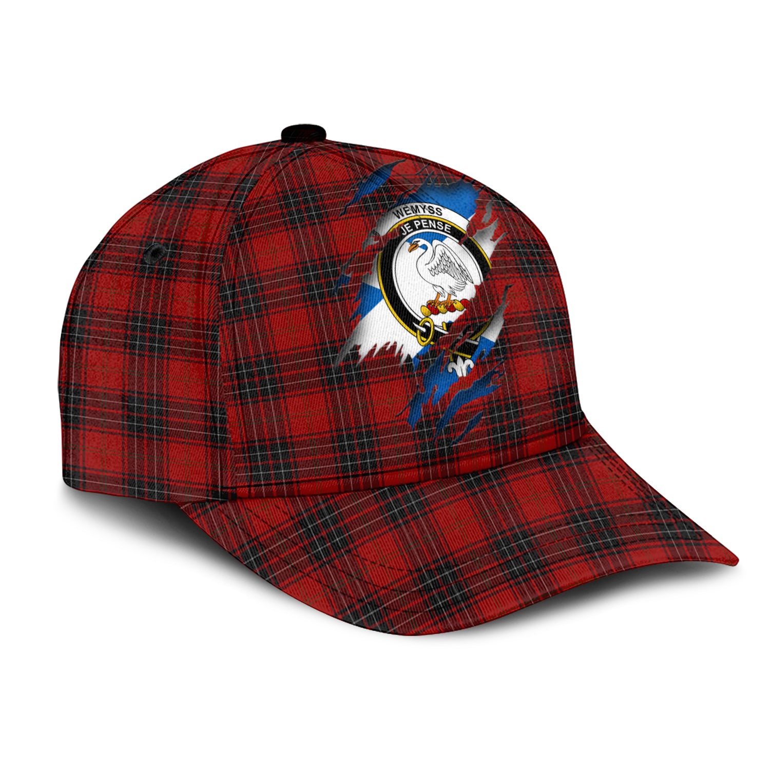 Wemyss Tartan Plaid Cap, Family Crest In Me Style Tartan Baseball Cap TS23 Trucker Hats Custom Hats Gifts For Men & Women