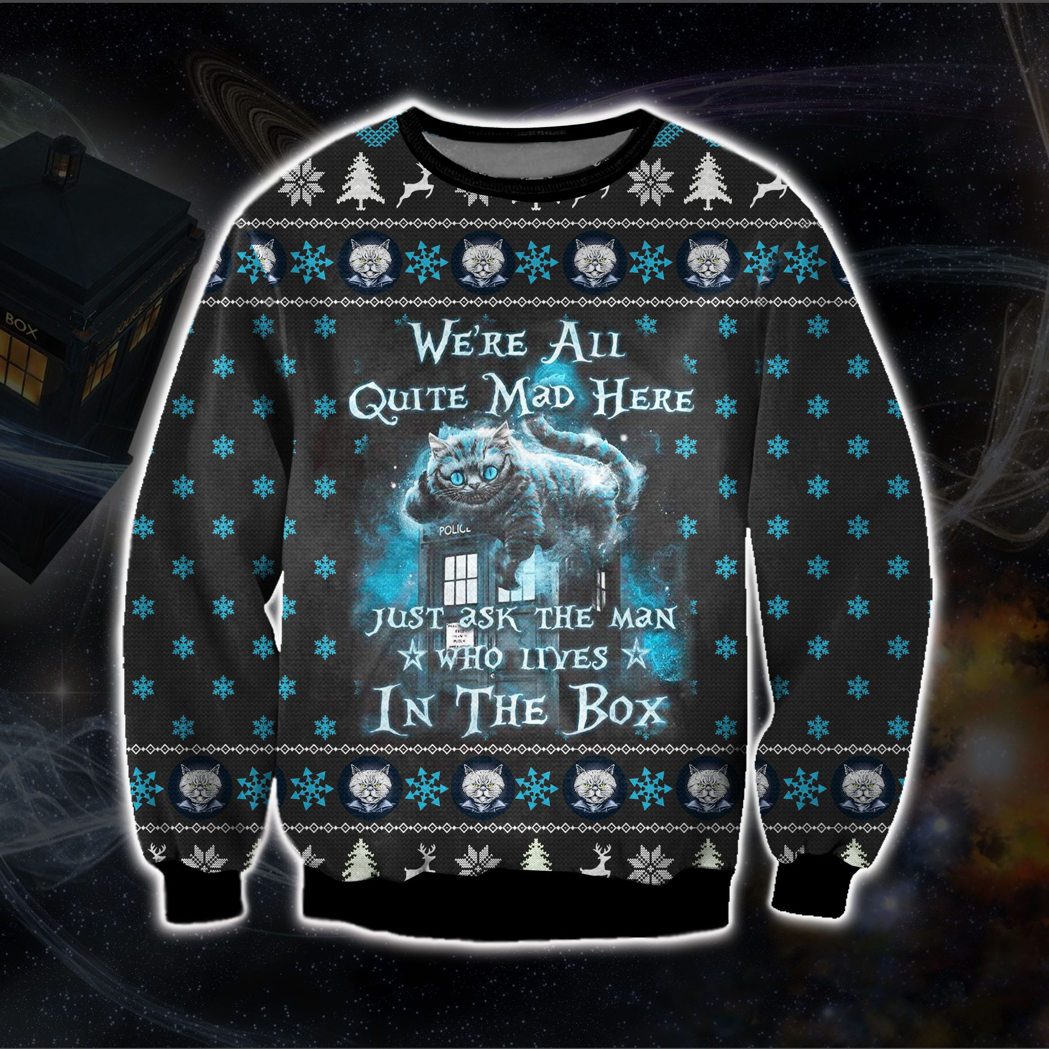 We'Re All Quite Mad Here- Alice In Wonderland Ugly Christmas Sweater Adult 3D Funny Matching for family