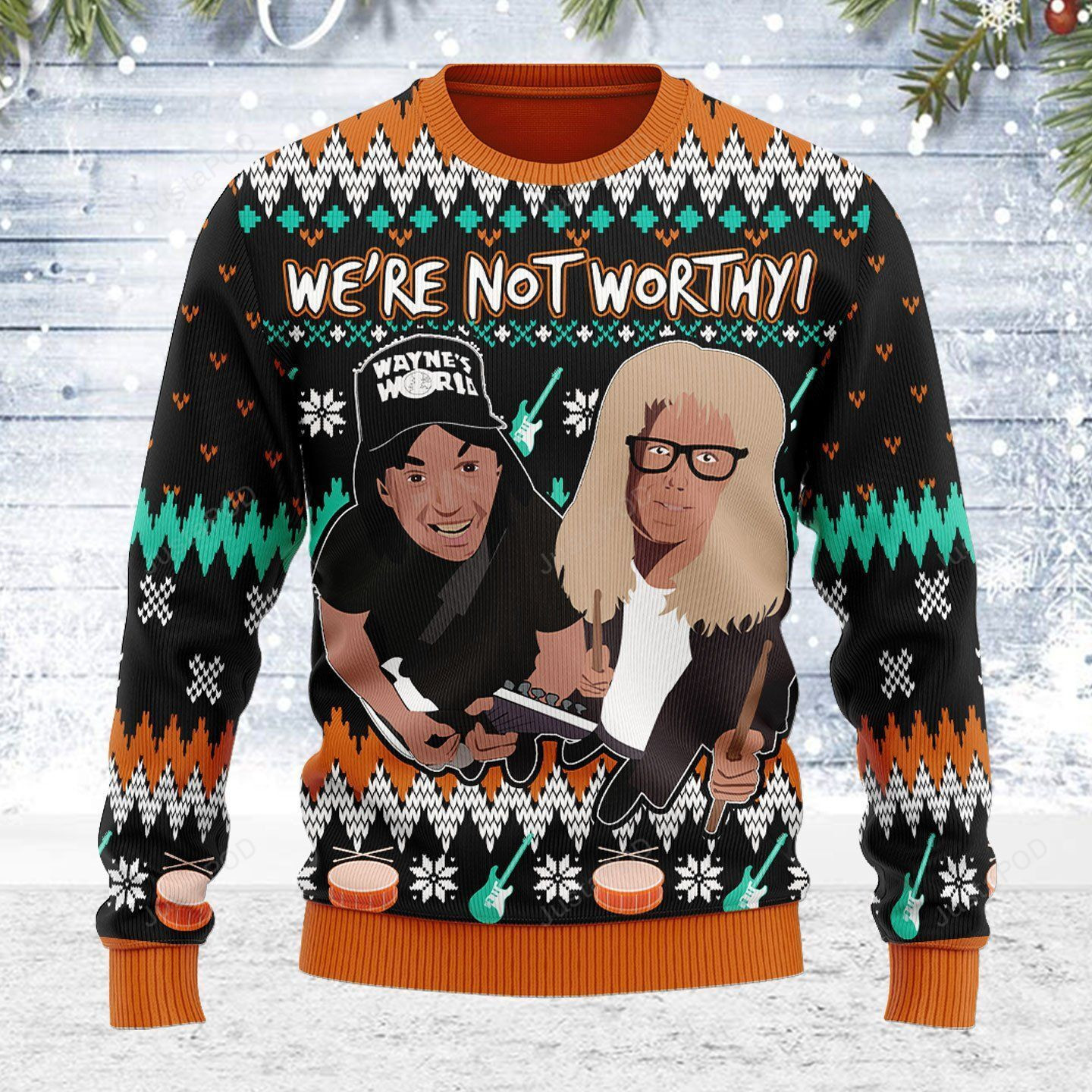 We'Re Not Worthy Ugly Christmas Sweater Adult 3D Funny Matching for family