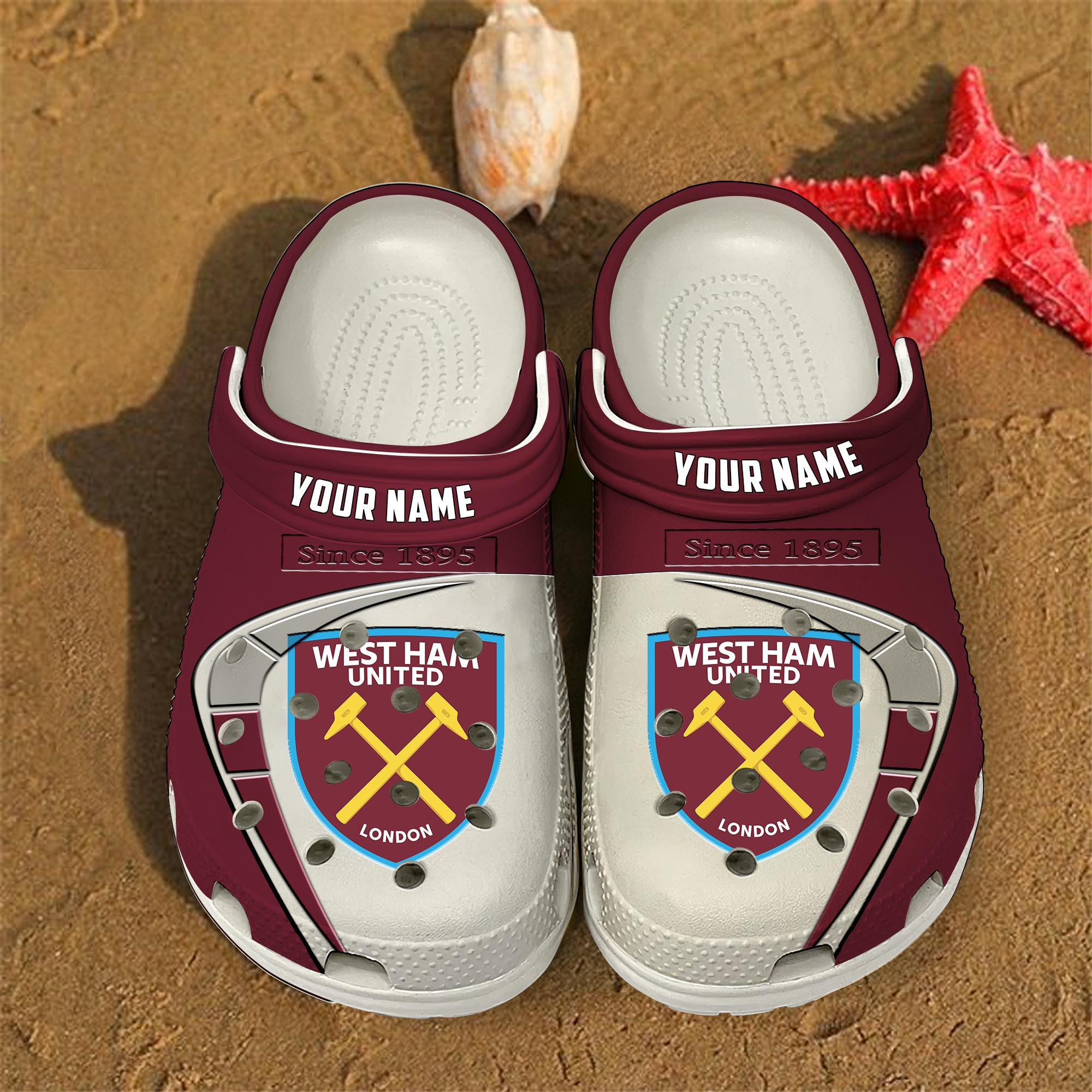 West Ham United EPL Crocs Crocband Clogs Shoes Comfortable For Men Women and Kids