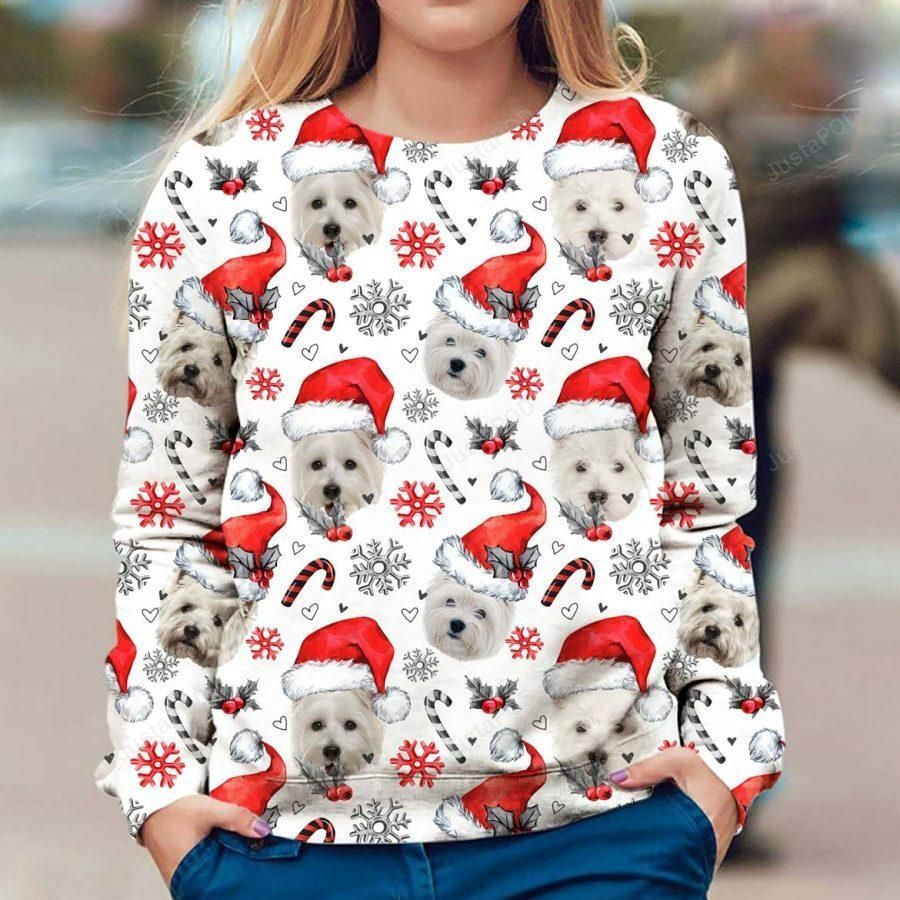 West Highland White Terrier Ugly Christmas Sweater Adult 3D Funny Matching for family