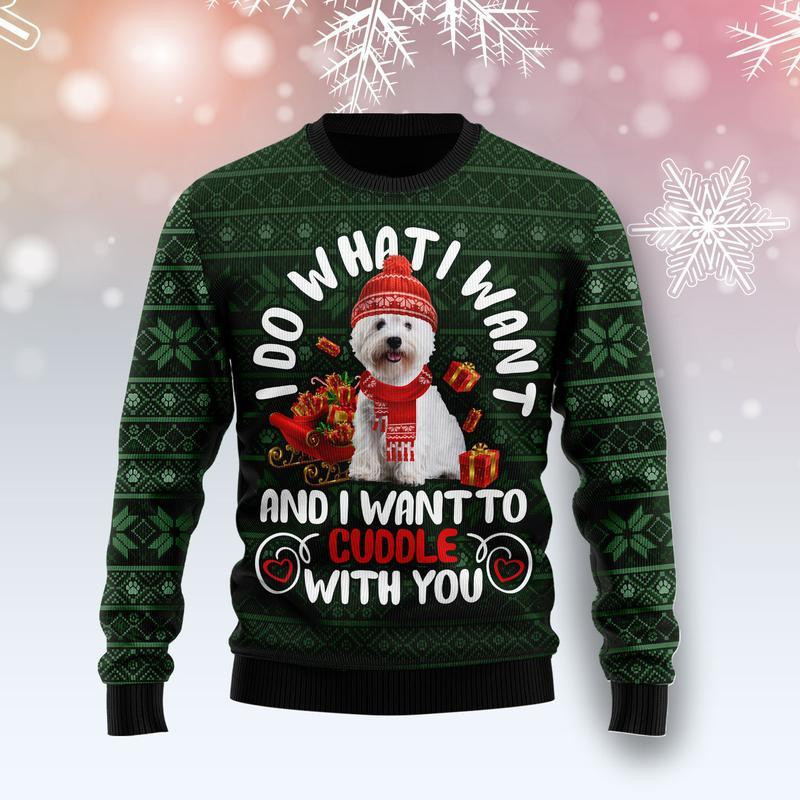 West Highland White Terrier Ugly Christmas Sweater Adult 3D Funny Matching for family