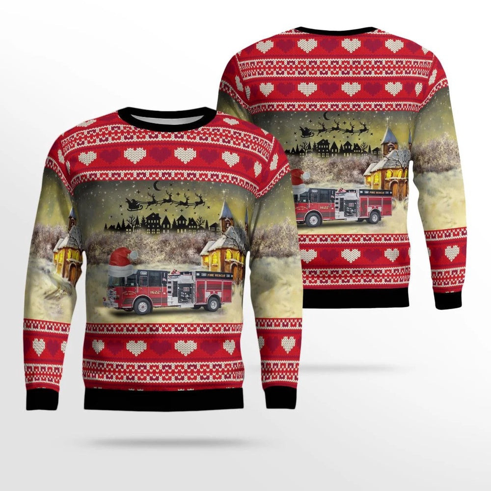 West Olive Michigan Port Sheldon Fire Department AOP Ugly Sweater Gift For Christmas