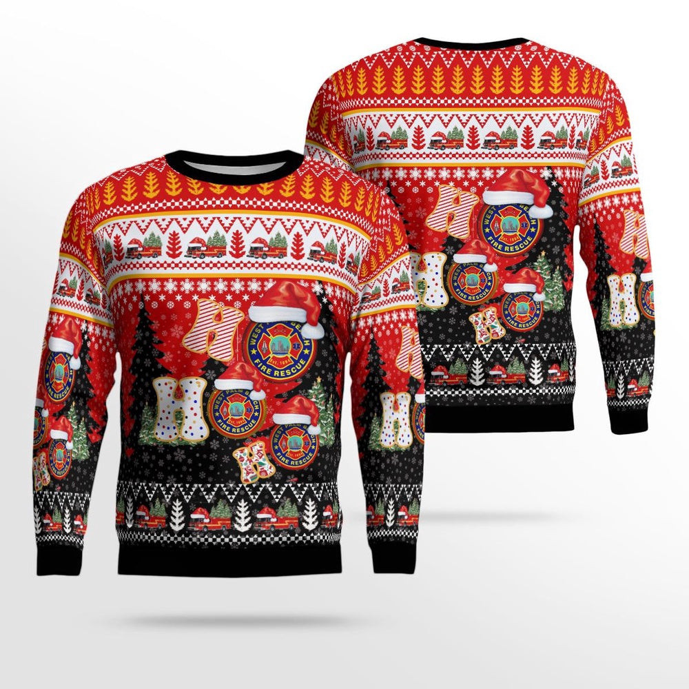 West Palm Beach Palm Beach County Florida West Palm Beach Fire Department Christmas Ugly Sweater Gift For Christmas