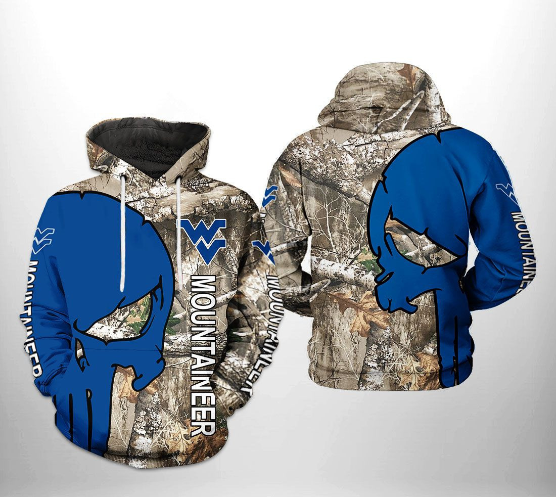West Virginia Mountaineer NCAA Camo Veteran Hunting 3D All Over Print Hoodie, Zip Hoodie