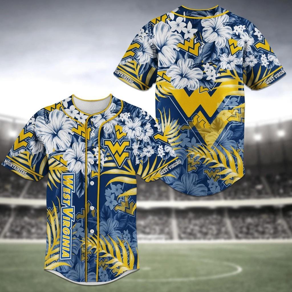 West Virginia Mountaineers Ncaa Baseball Jersey Shirt Flower