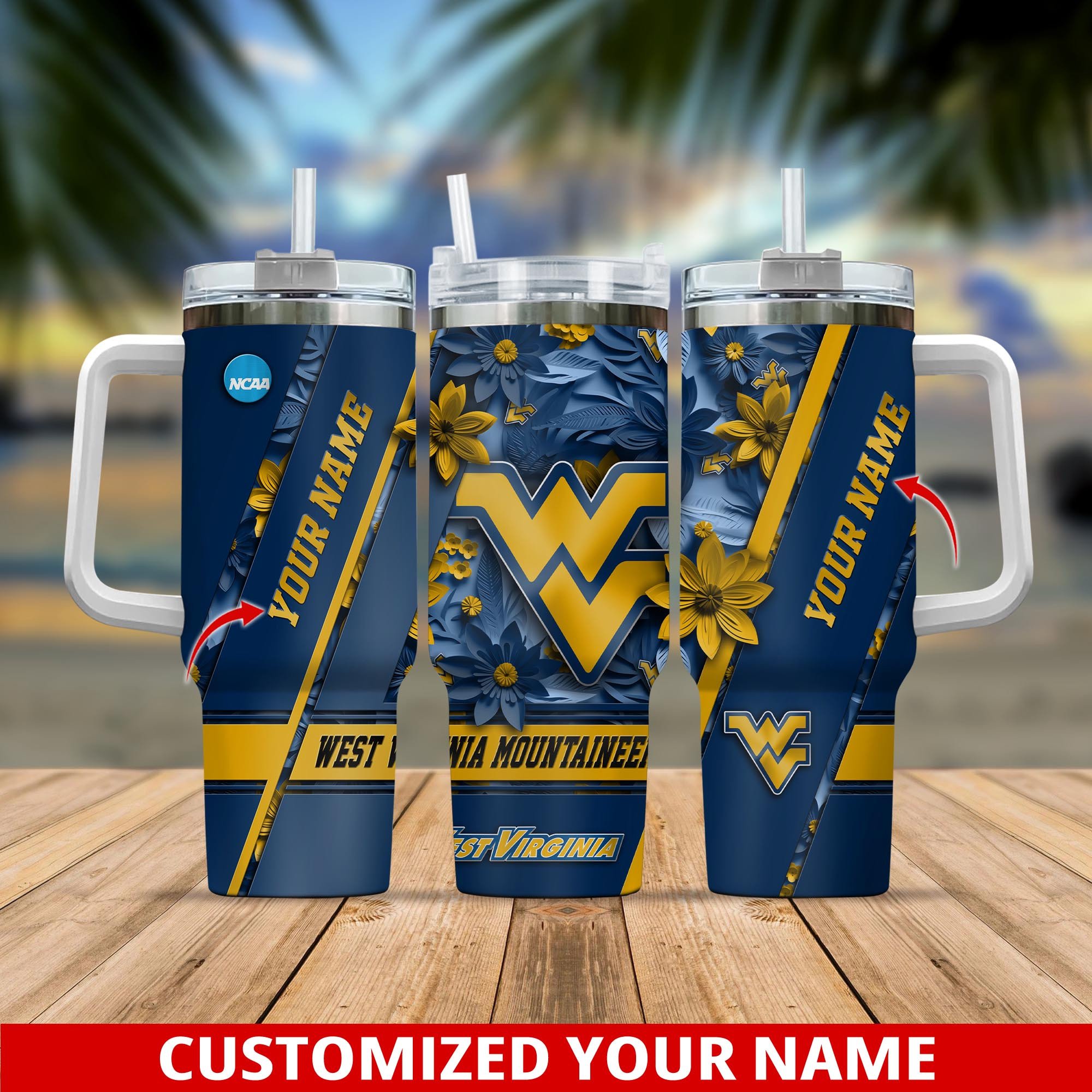 West Virginia Mountaineers NCAA Custom Stanley Cup 40 oz 30 oz Tumbler With HandleTVC230102
