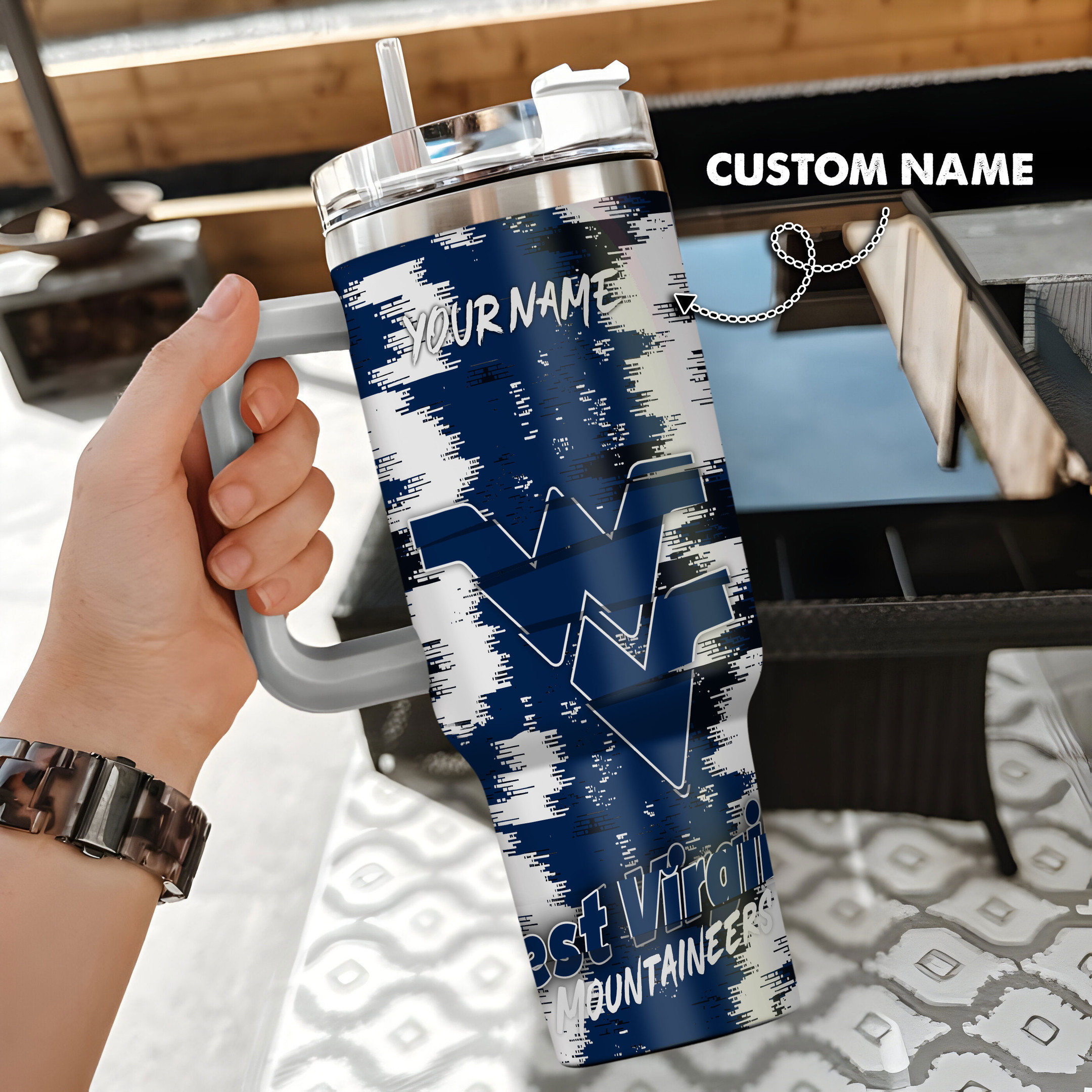 West Virginia Mountaineers NCAA Custom Stanley Cup 40 oz 30 oz Tumbler With HandleTVC230110