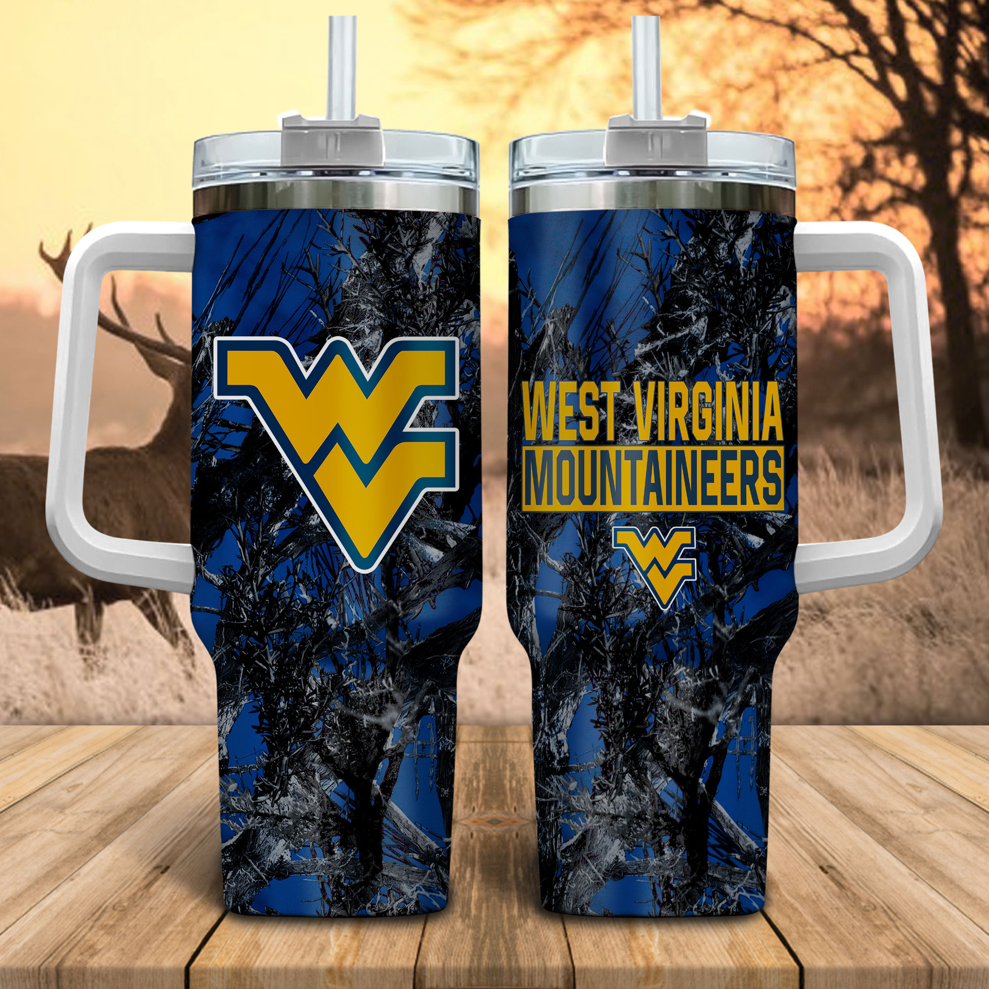 West Virginia Mountaineers NCAA Hunting Custom Stanley Cup 40 oz 30 oz Tumbler With HandleTVC230116