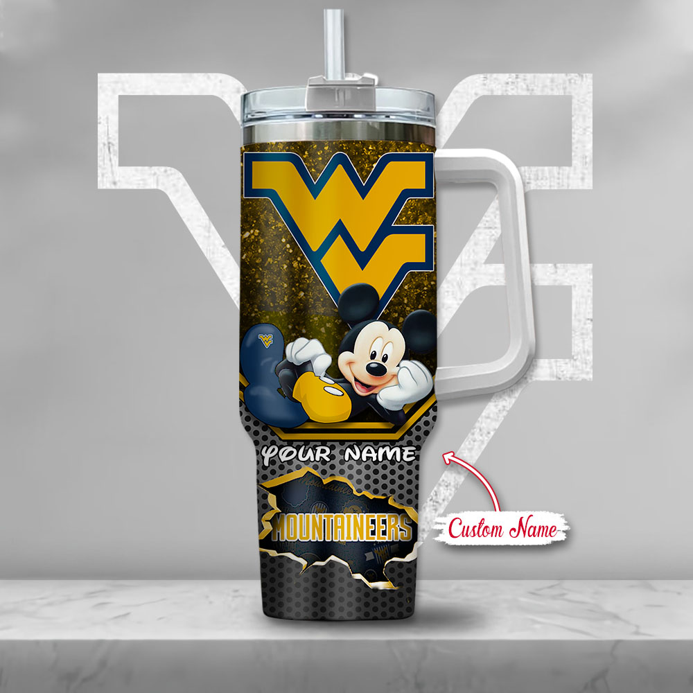 West Virginia Mountaineers NCAA Mickey Mouse Custom Stanley Cup 40 oz 30 oz Tumbler With HandleTVC230123 - Image 2