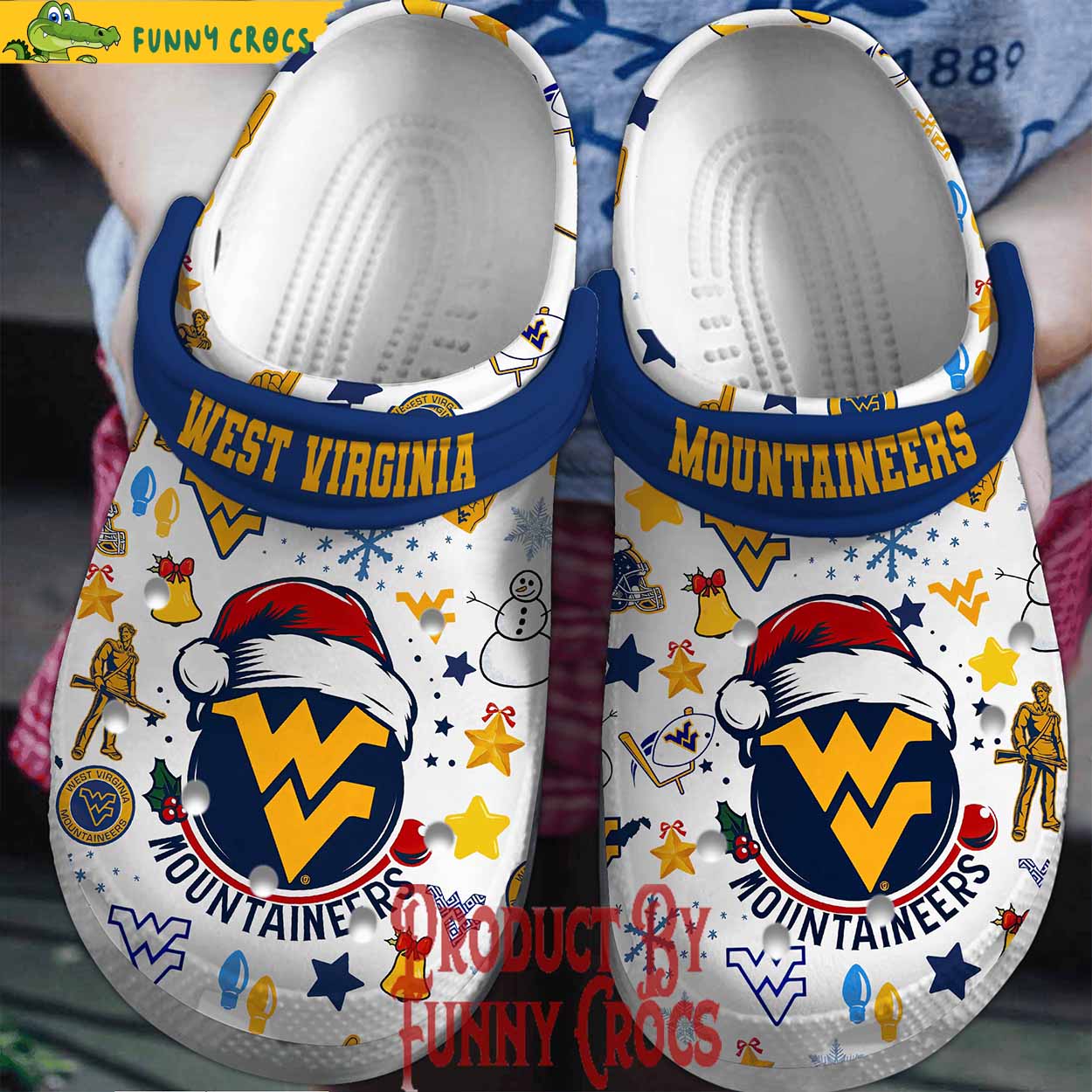 West Virginia Mountaineers NCAA Sport Christmas Crocs Crocband Clogs Shoes Comfortable For Men Women and Kids