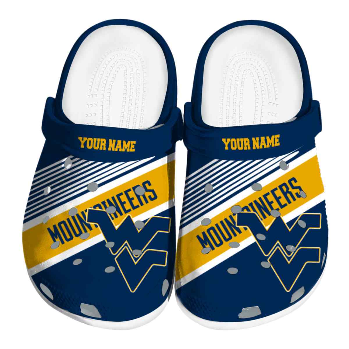 West Virginia Mountaineers NCAA Sport Crocs Crocband Clogs Shoes Comfortable For Men Women and Kids