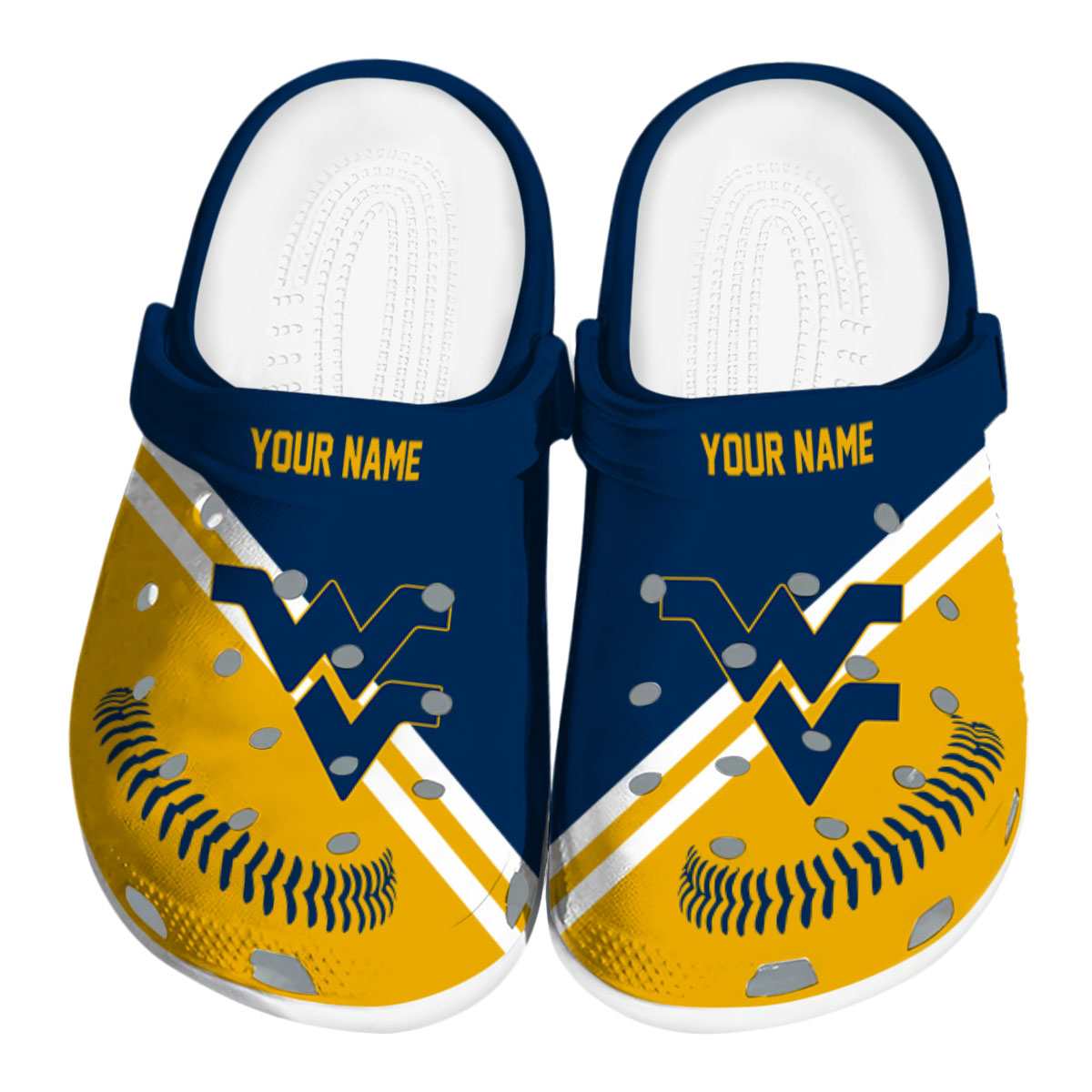 West Virginia Mountaineers NCAA Sport Crocs Crocband Clogs Shoes Comfortable For Men Women and Kids