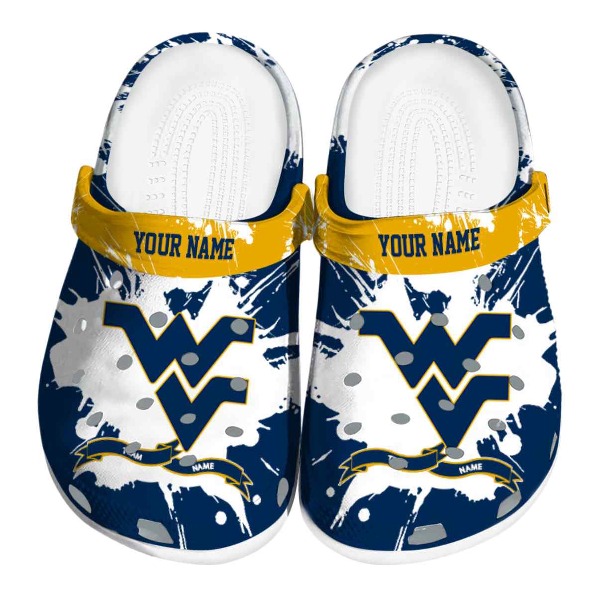 West Virginia Mountaineers NCAA Sport Crocs Crocband Clogs Shoes Comfortable For Men Women and Kids