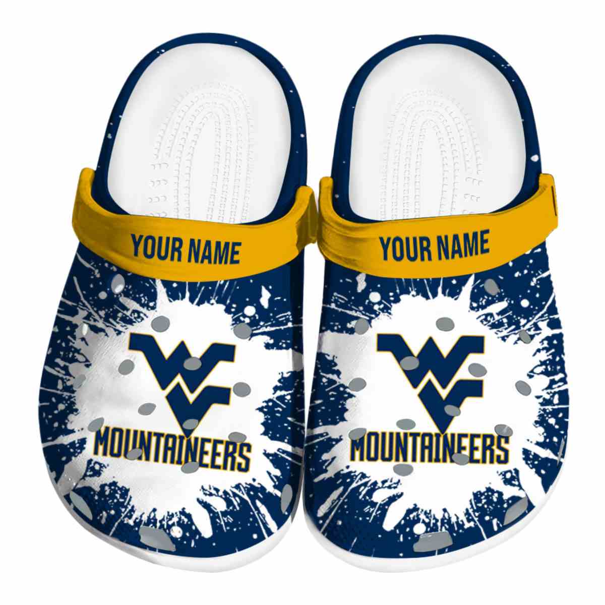 West Virginia Mountaineers NCAA Sport Crocs Crocband Clogs Shoes Comfortable For Men Women and Kids