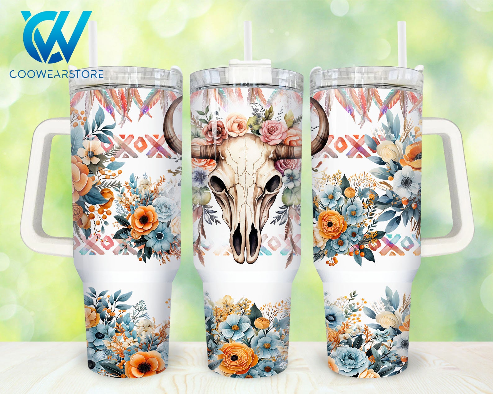Western Highland Cow Skull Custom Stanley Cup 40 oz 30 oz Tumbler With HandleTVC2301859