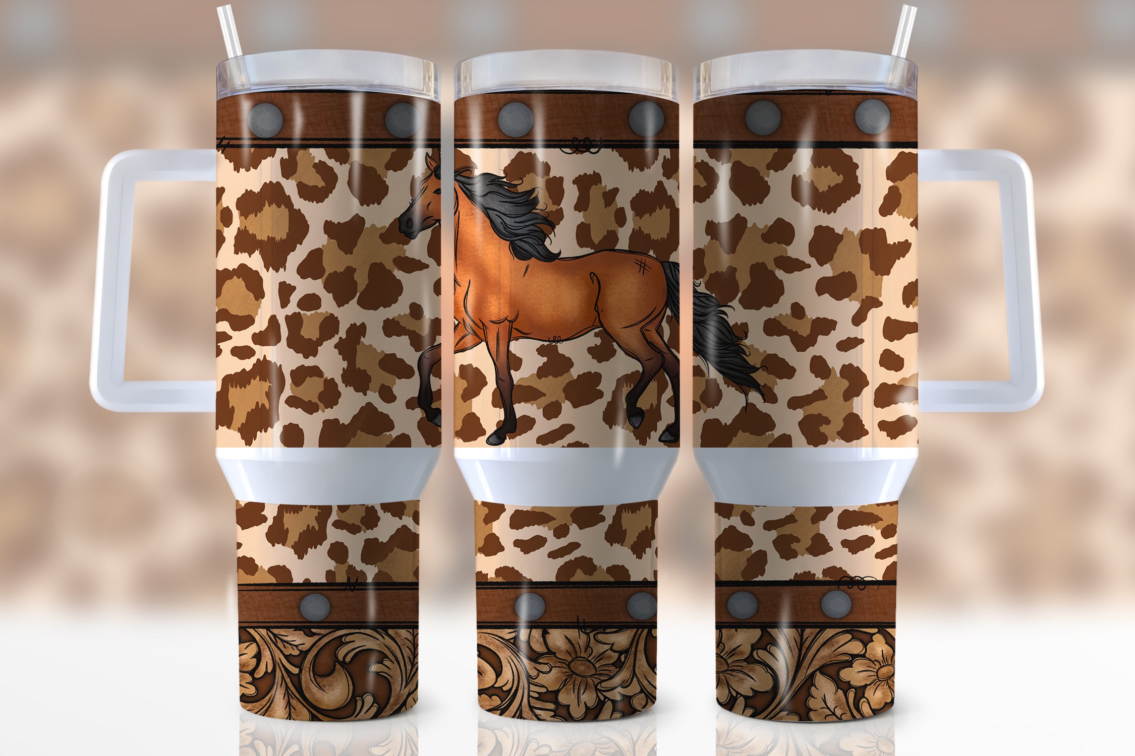 Western Horse Leopard Print Custom Stanley Cup 40 oz 30 oz Tumbler With HandleTVC2301946