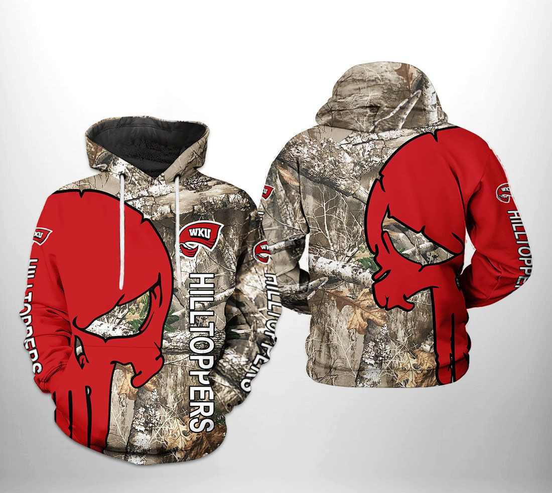 Western Kentucky Hilltoppers NCAA Camo Veteran Hunting 3D All Over Print Hoodie, Zip Hoodie