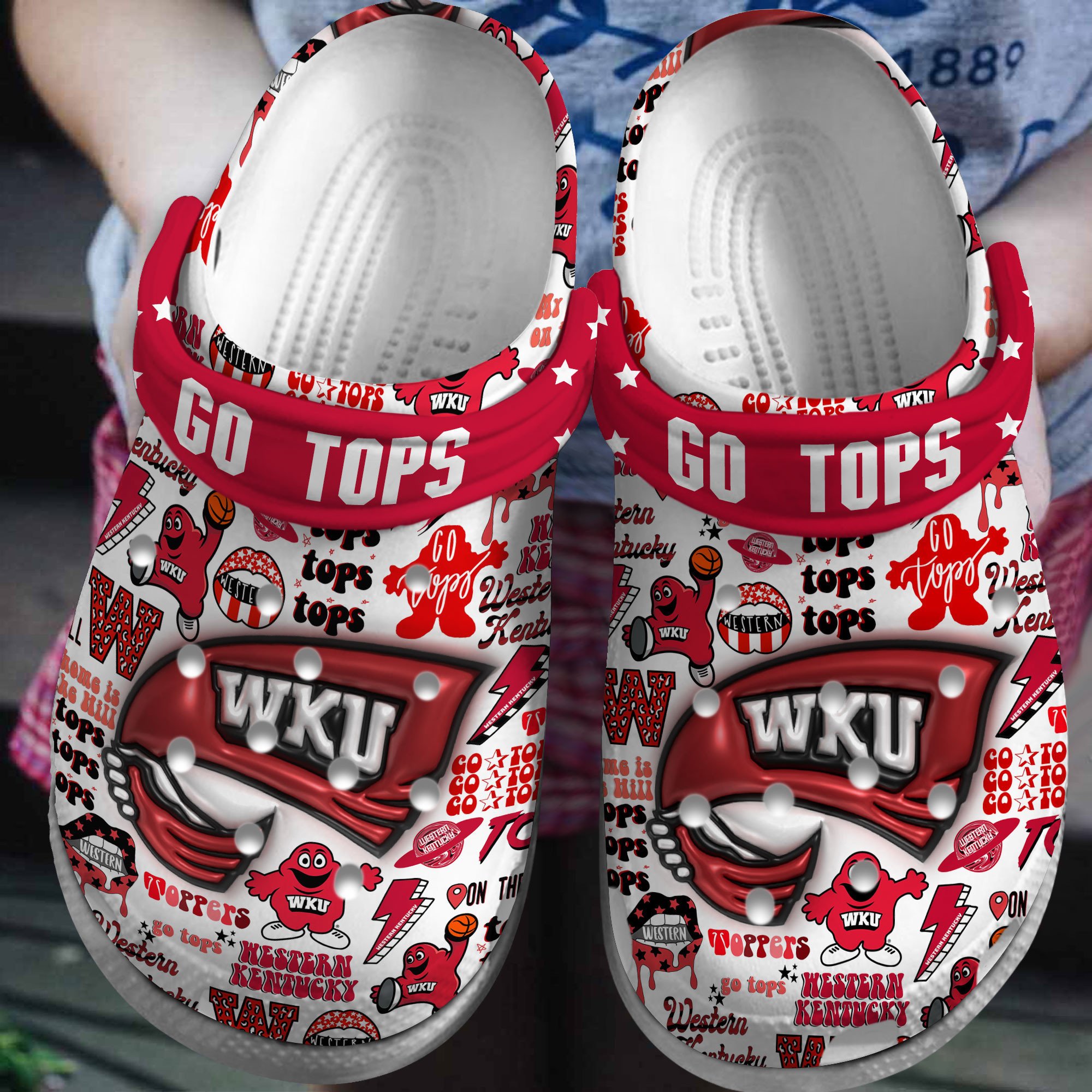 Western Kentucky Hilltoppers NCAA Sport Crocs Crocband Clogs Shoes Comfortable For Men Women and Kids
