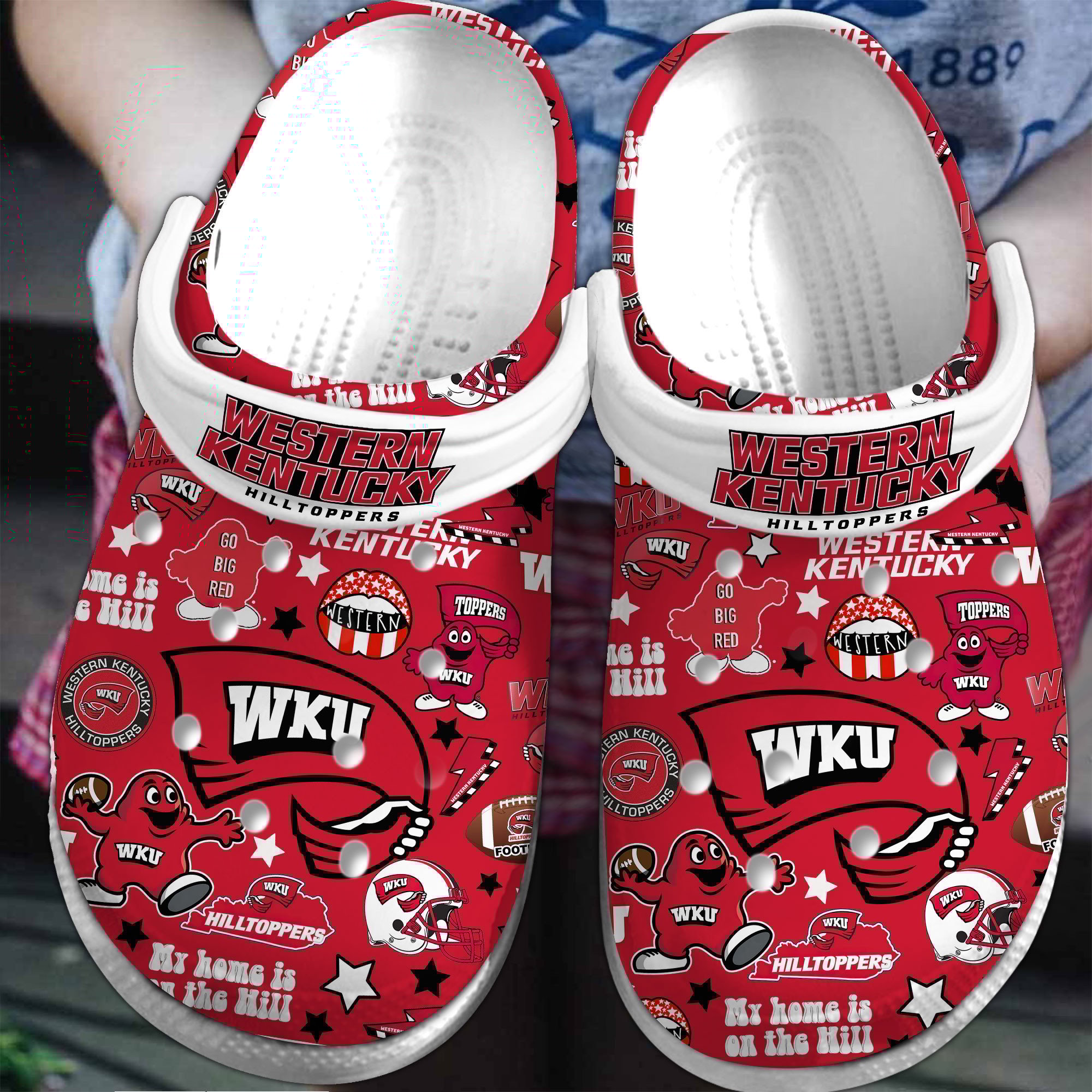 Western Kentucky Hilltoppers NCAA Sport Crocs Crocband Clogs Shoes Comfortable For Men Women and Kids